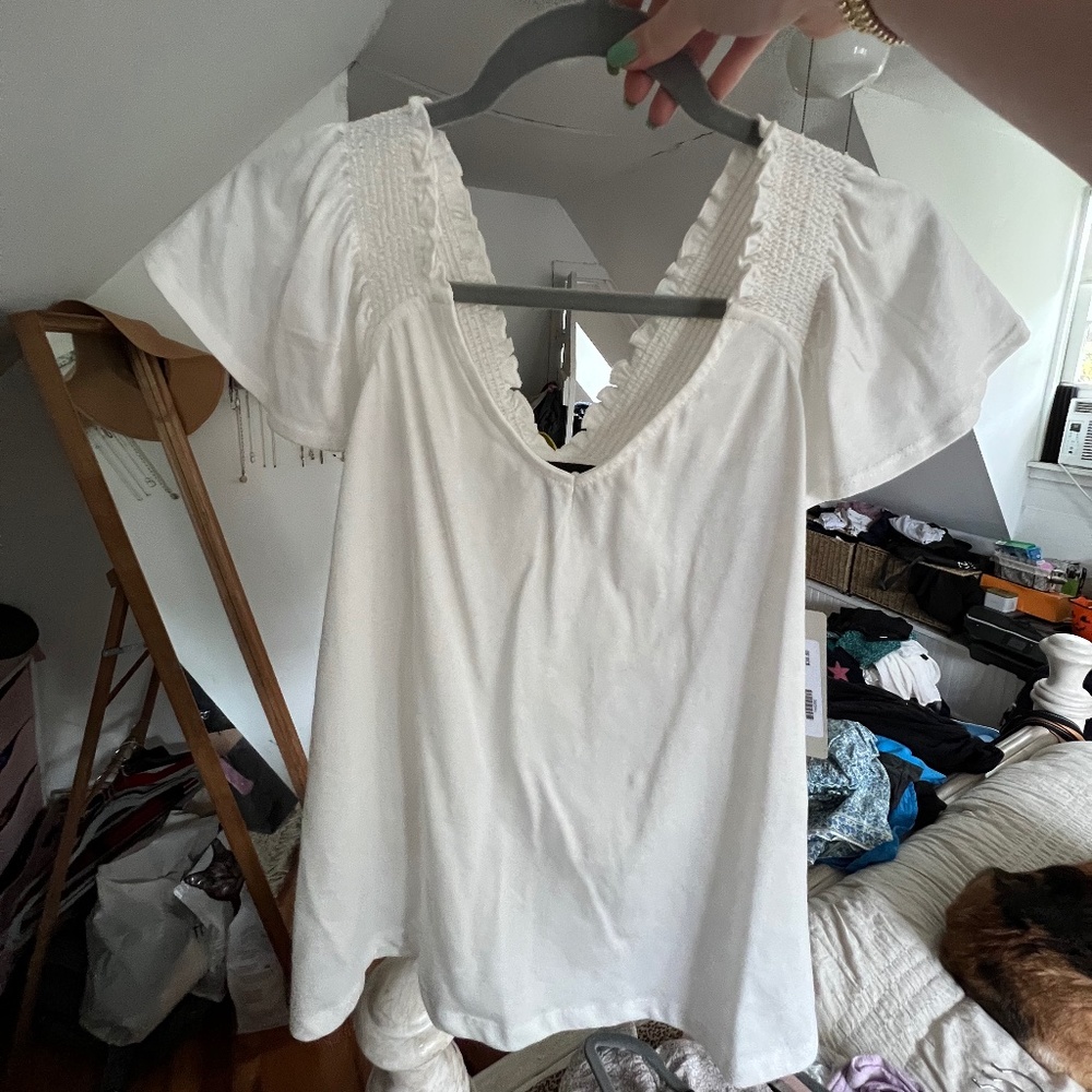 Ivory Flutter Sleeve Top